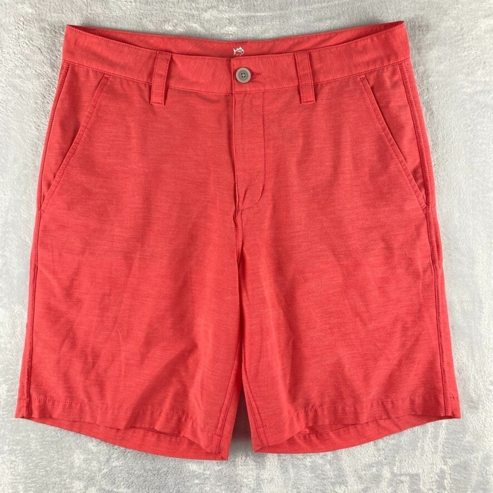 Southern Tide Shorts Men 32 Pink Coral Heather T3 Gulf Performance Tech 9" Beach